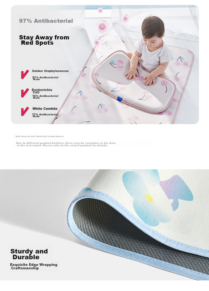 Babycare Ice Silk Pillow for Infants, Upgraded Baby Head Protection, Antibacterial, Breathable, Machine Washable, Spring And Summer - Duokaimengjing - 30*55CM 9