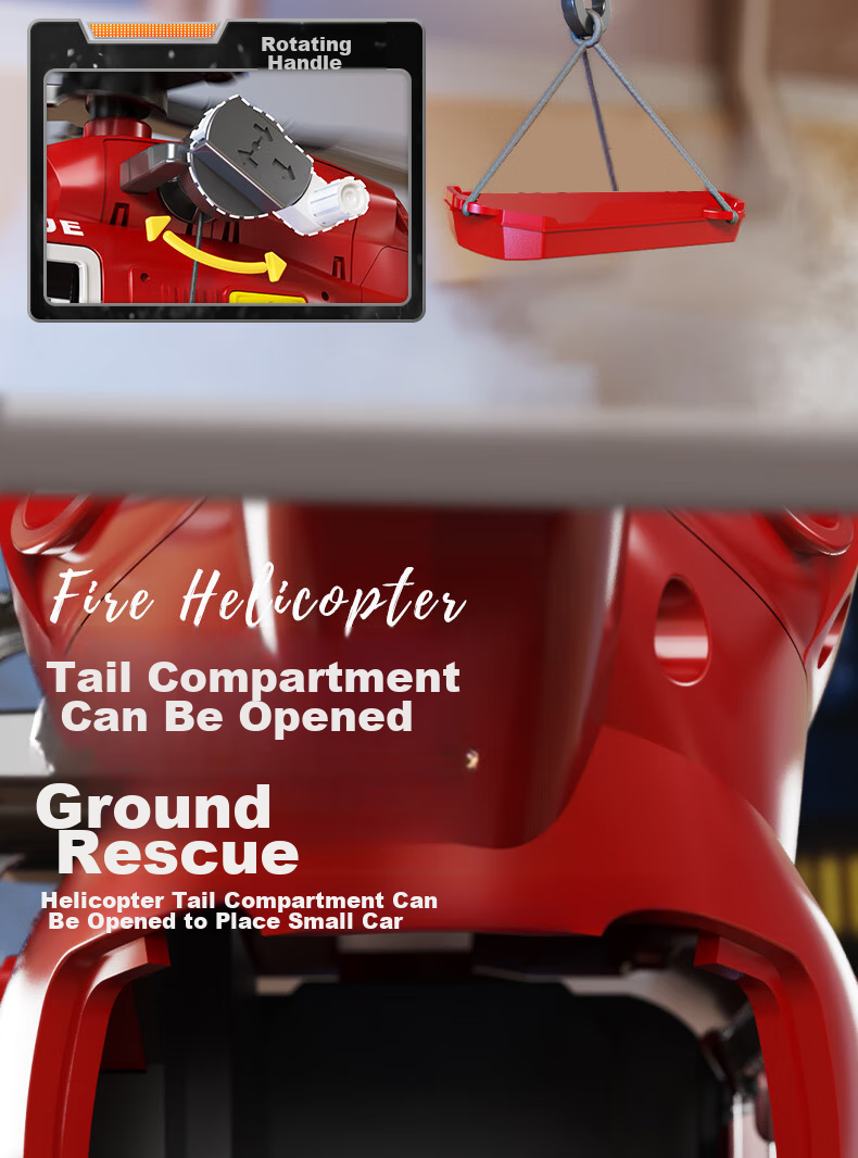 XST Large Children's Toy Helicopter, Inertia Simulation Passenger Aircraft Model, Boys' Fire Rescue Helicopter, Birthday Gift 5