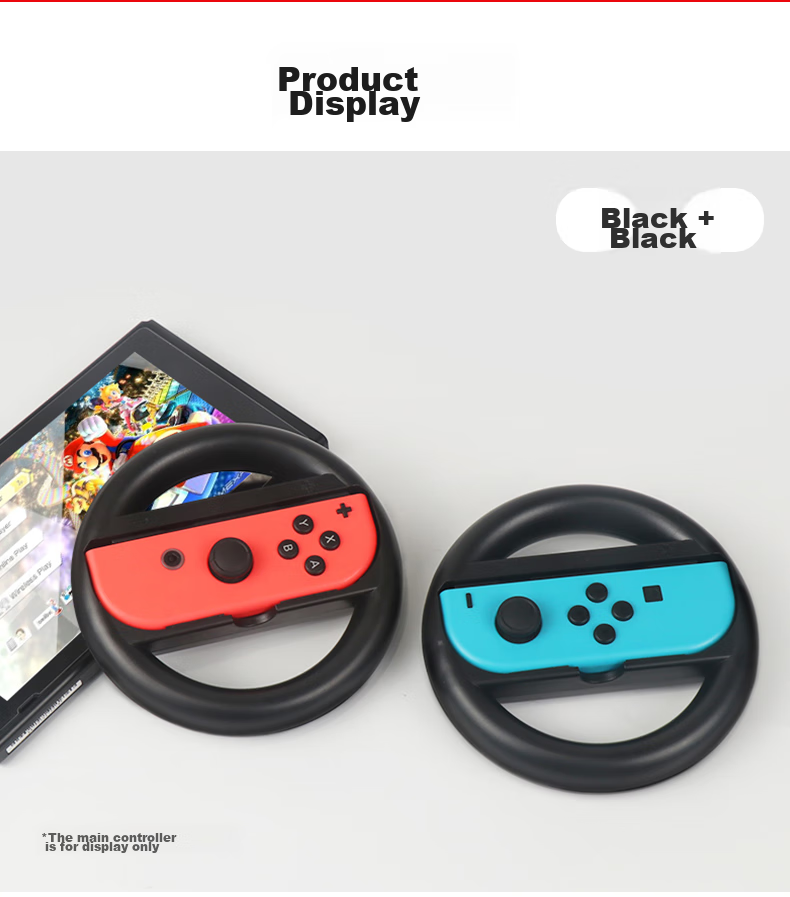LinkStone Switch Game Controller Mario Kart 8 Handle, NS Peripheral Accessory, Joy-Con Game Console Controller Steering Wheel, Black + Black 7