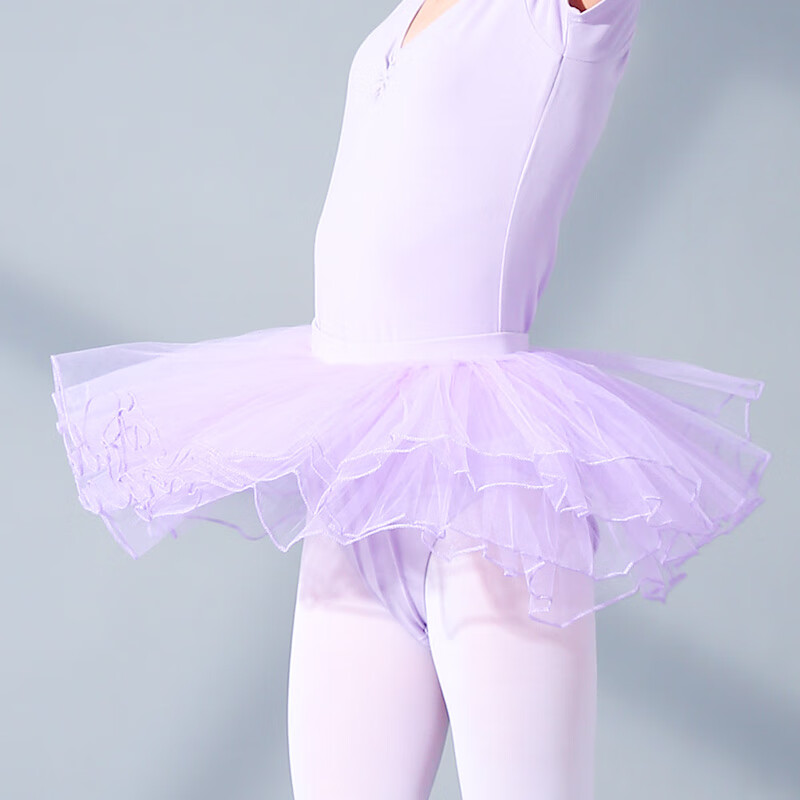 Zhiyouban Children's Dance Skirt, Girls' Ballet Skirt, Half-Net Tulle, Cheerleading Performance Costume, Short Dance Skirt, Purple, S