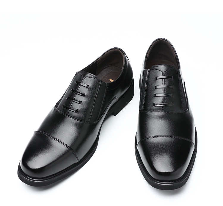 Poitulas Men's Leather Shoes with Three-Point Connection, Business Casual Formal Shoes, British Comfortable Slip-On Loafers, 9916 Black, Size 38 20