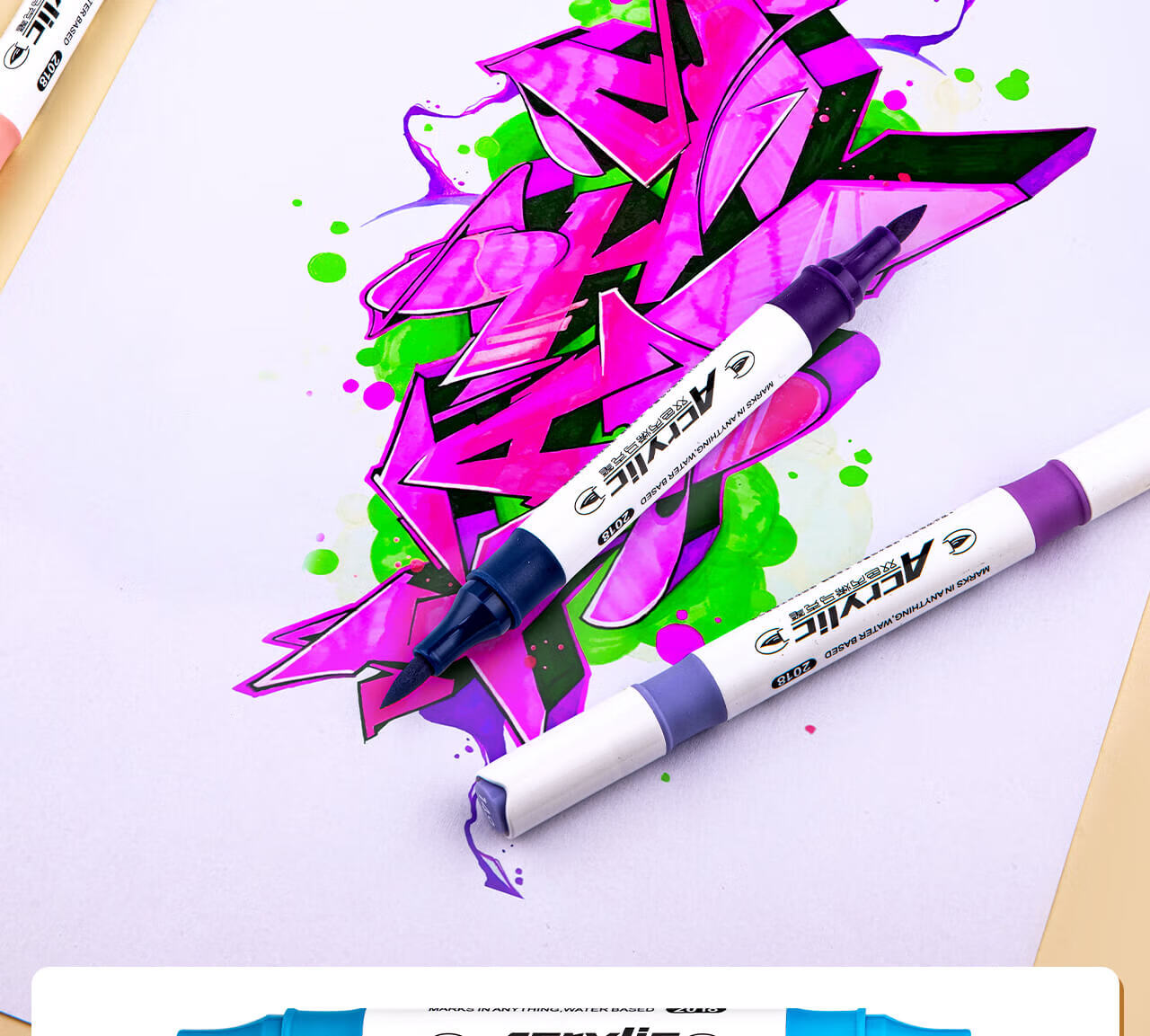 HERO Acrylic Markers, 2016 Triangular Pen Barrel, Water-Based Acrylic Markers for Students, Art Journaling, Children's Drawing, Hand-Painted Watercolor Pens, Graffiti Quick-Drying Paintbrushes, 12 Colors of Watercolor Pens 4