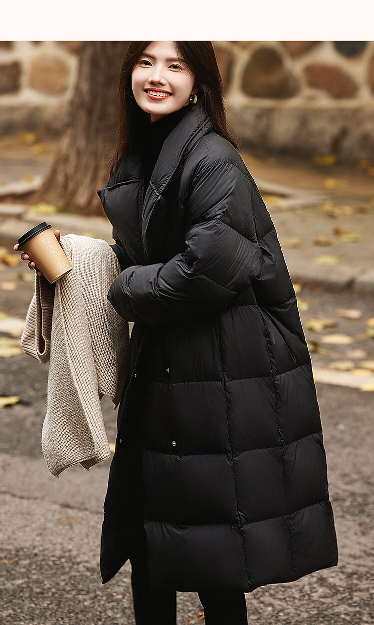 Dme [Love Little Stove] Winter Lightweight Fluffy 90% Duck down Jacket, Stylish Lapel Long Coat for Wome 10