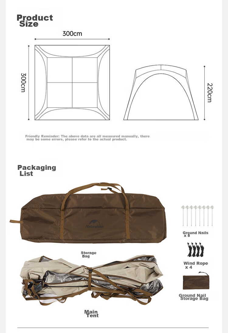 Naturehike Nuke Yunjie Self-Standing Quick-Open Titanium Black Gel Canopy Tent, Outdoor Camping Picnic, Rainproof, Sun-Proof, Dome Pavilio 18