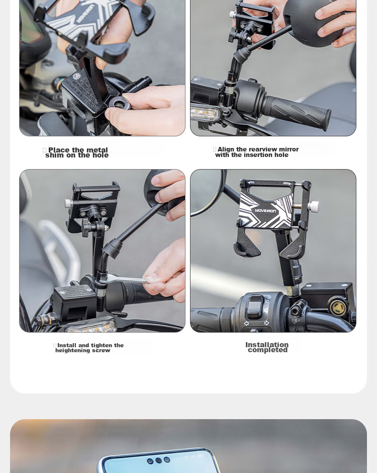 Move Iron Electric Vehicle Phone Holder, Motorcycle Aluminum Alloy Navigation Mount, Scooter Universal Six-Claw Fixed Delivery Courier Phone Stand, Cycling Equipment Accessory, Rearview Mirror Model 13