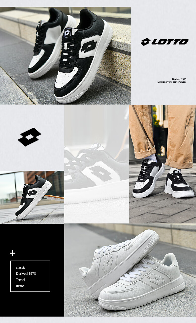 LOTTO Men's Skateboard Shoes with Shock Absorption And Rebound, Soft-Soled Lightweight Versatile Low-Top Casual Sneakers 8035 White/black 41 11