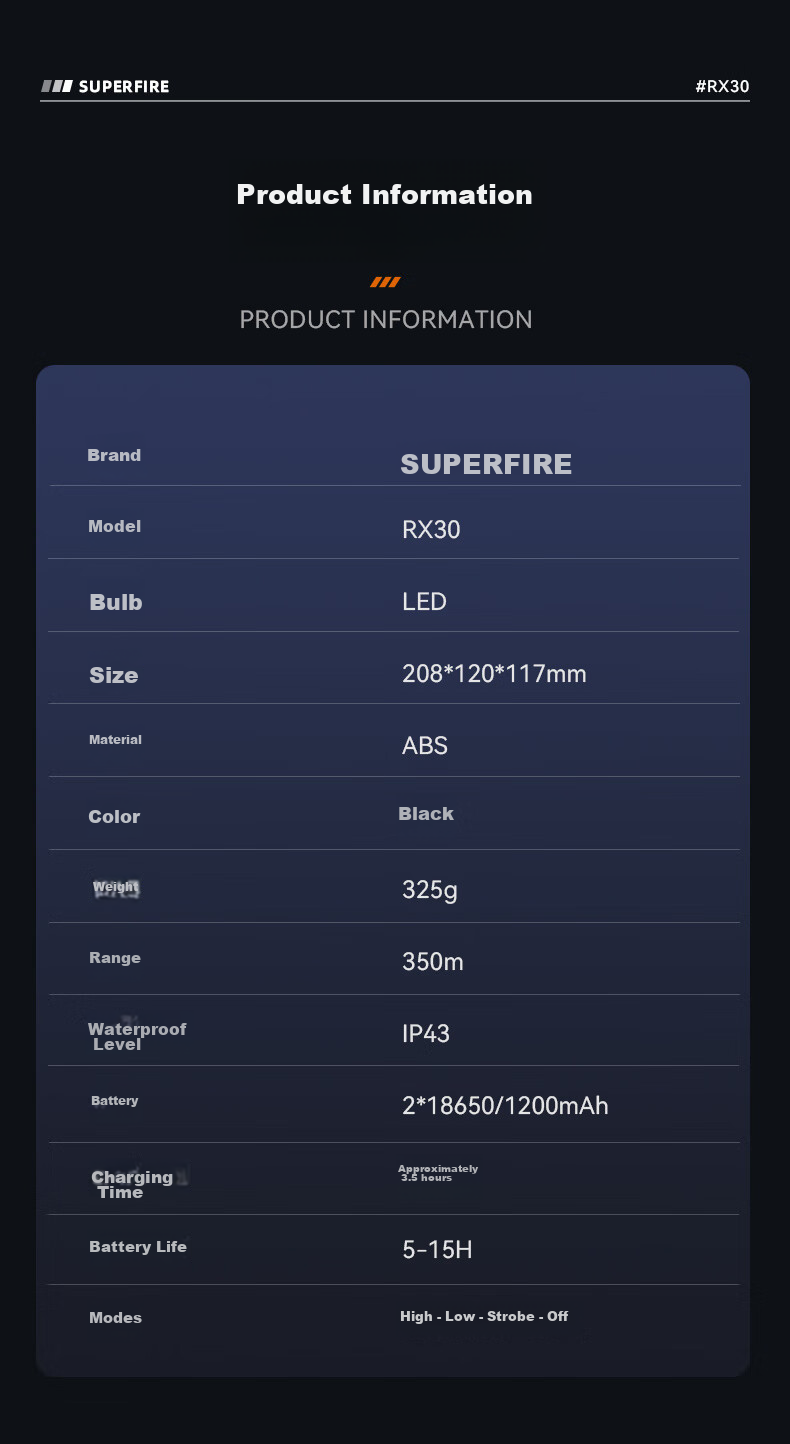 SupFire M16 Flashlight, High Brightness, Long Battery Life, Outdoor Survival, Long-Range, Home Use, Mining Patrol, Handheld Searchlight 16