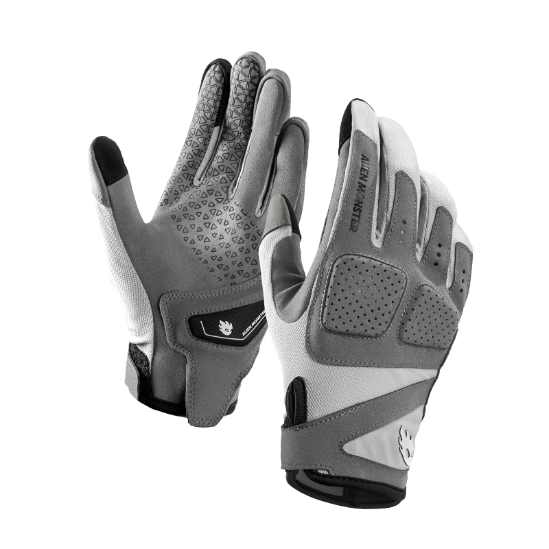Alien Monster Extreme Summer Motorcycle Riding Gloves Ice Cooling Breathable Anti-Fall Touchscreen Compatible Rider Gear Gray 2XL