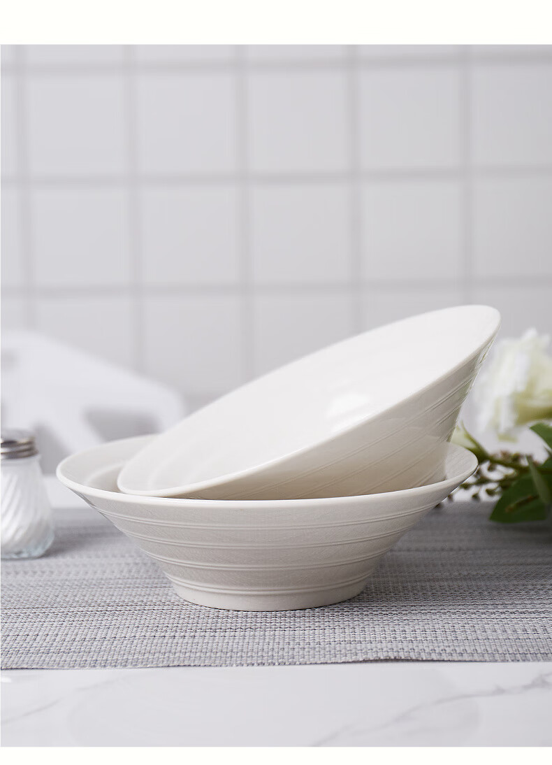 IJARL Ceramic Bowls White Porcelain Ramen Bowls Large Capacity Bowls Soup Bowls Noodle Bowls for Luosifen And Beef Noodles, 8 Inches, Set of 2 4