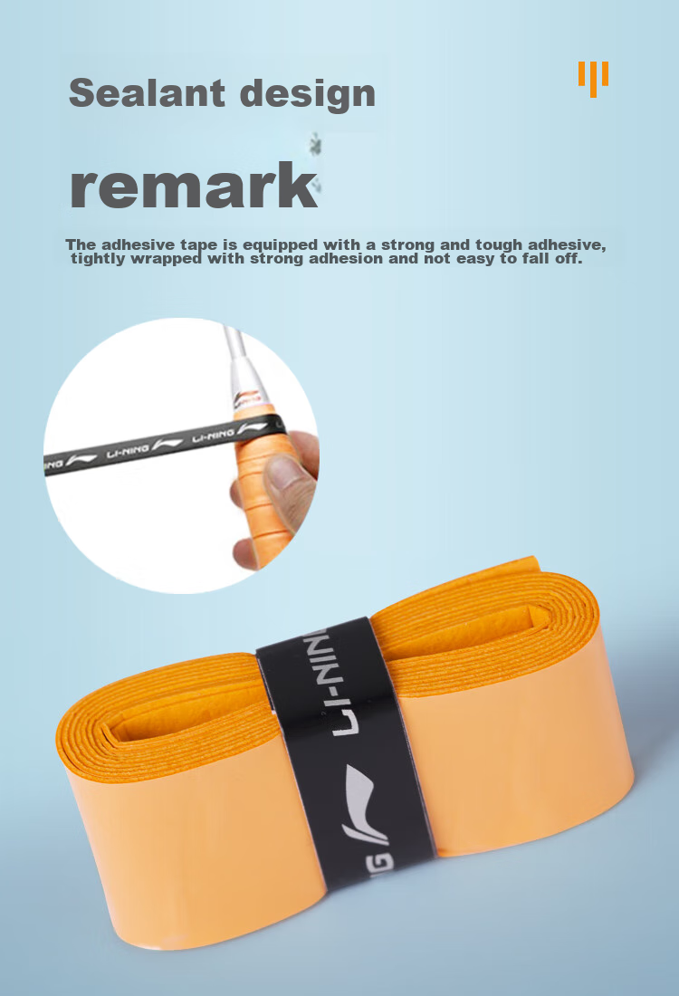 Li-Ning Badminton Grip Tape, Sweat-Absorbing And Non-Slip, GP2000, Pack of Ten, Orange Color, Moli La 6