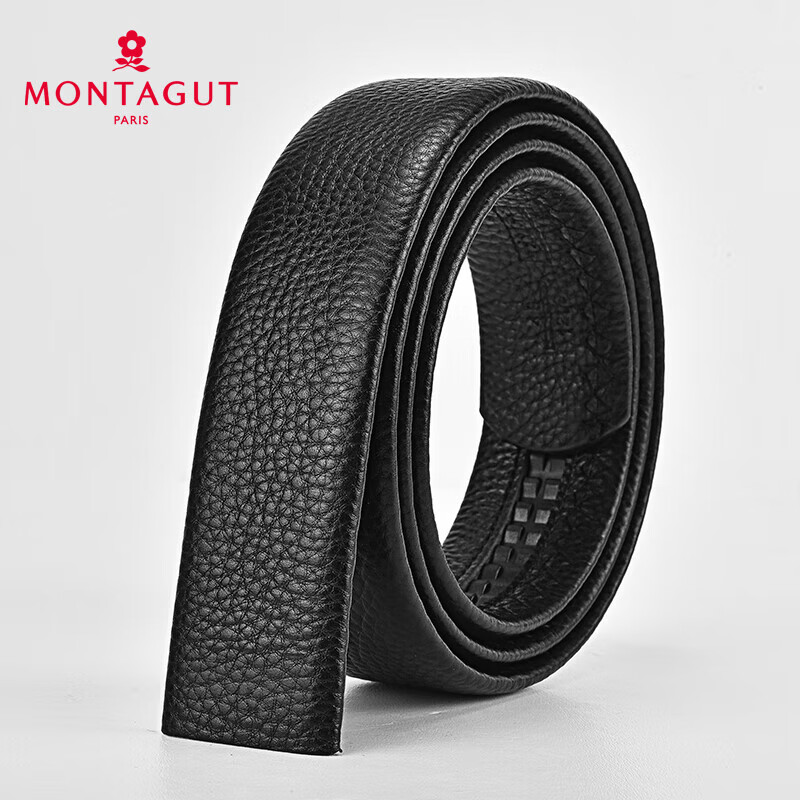MONTAGUT Men's Leather Belt, Genuine Leather Waistband without Buckle, Automatic Buckle, Replacement Belt, Father's Day Gift