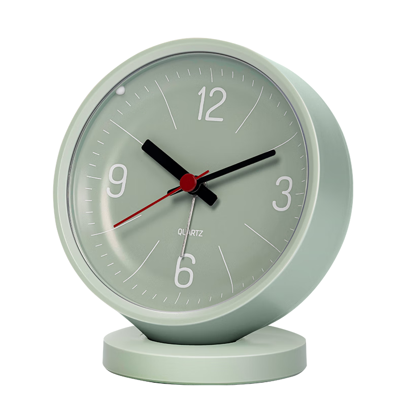 Deli Niusai Series Round Mini Desk Clock, Luxury Low-Noise Design with Soft Night Light for Lazy Sleepers, Green NS886 Back-To Season New Year Gift