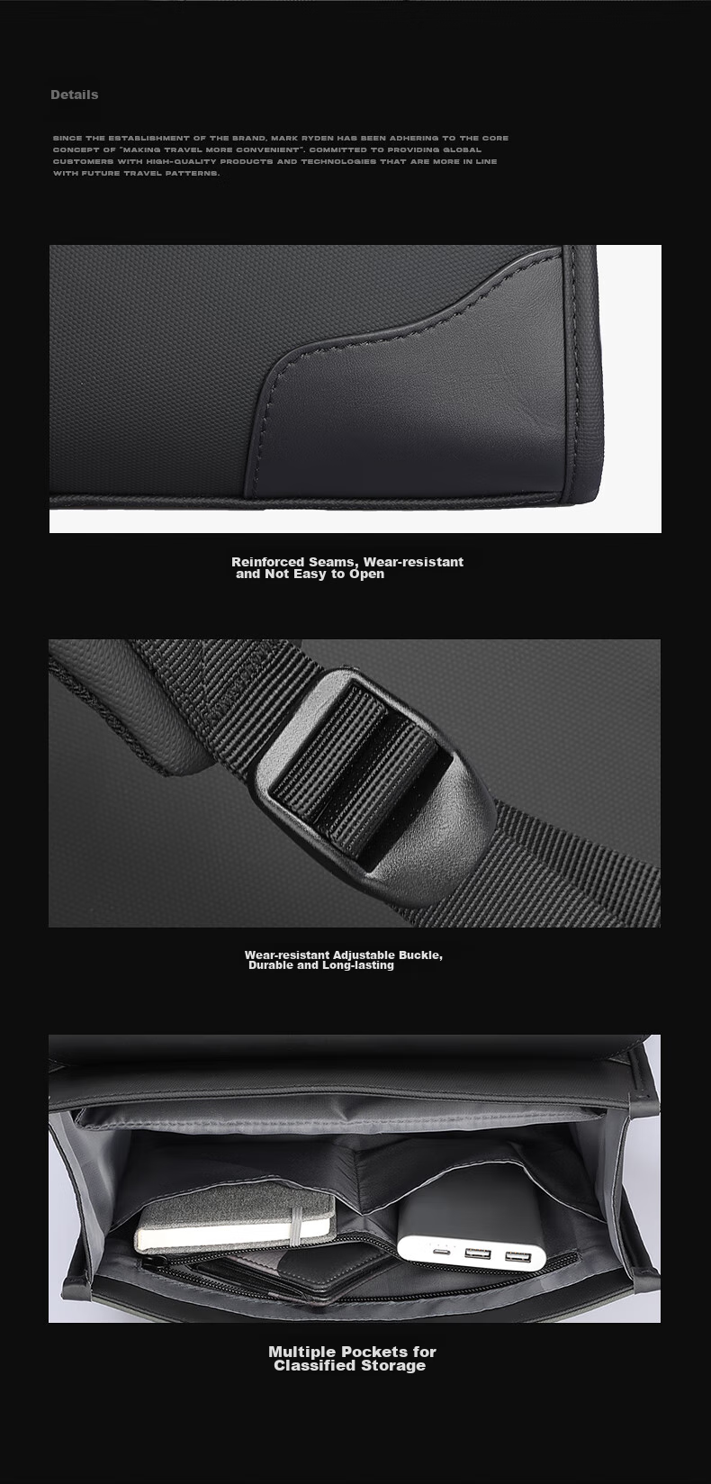 MARK RYDEN Nordic Style Backpack for Men And Women, Magnetic Buckle Bookbag, Travel Bag, Simple Luxury Laptop Bag MR1611 14