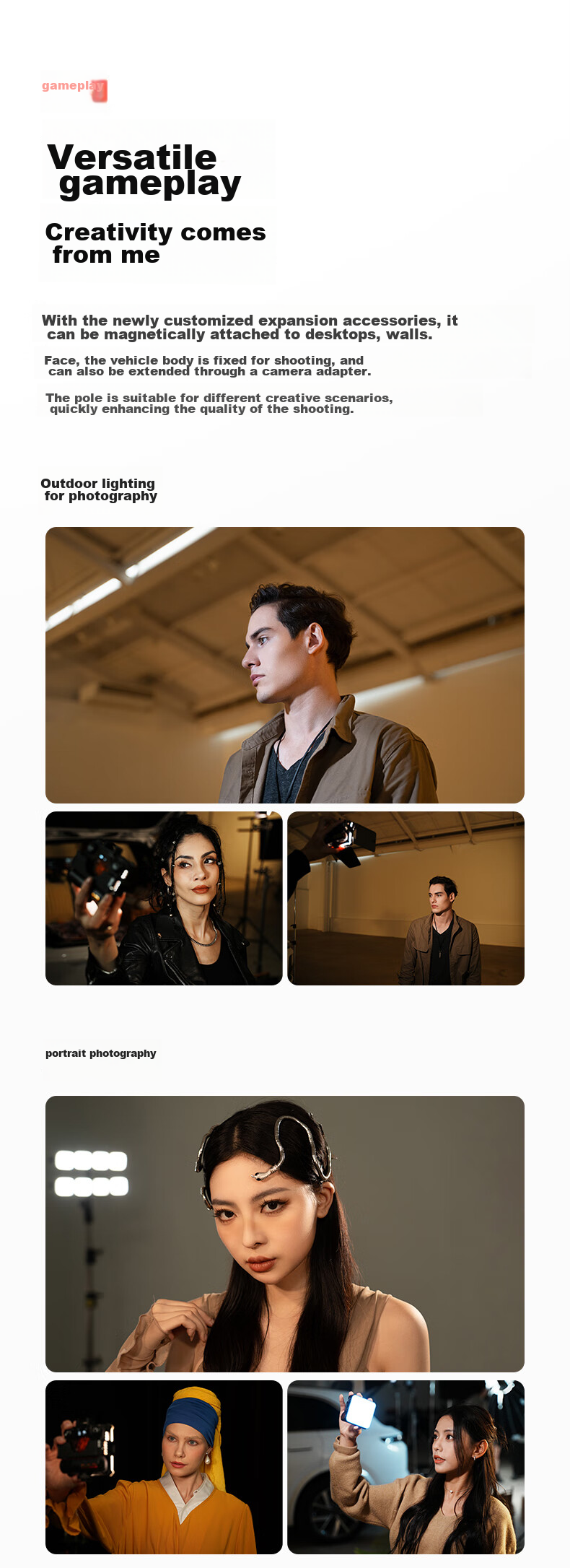 Zhiyun Five-Fold Fill Light M20, Live Streaming Fill Light, Indoor LED Handheld Portable Pocket Outdoor Professional Shooting Photography Lighting Continuous Light M20 COMBO 13