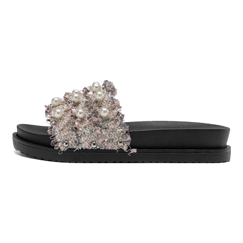 Aokang Women's Pearl Sandals, Outdoor Slippers, Trendy Fairy Style Thick-Soled Slippers, 1224821031, Pink, Size 38