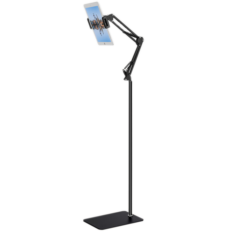 MAIKUQI Phone Floor Stand, Bedside Extendable 175CM Tablet Stand, IPad Pro Suspended Arm Lazy Live Streaming Selfie Binge-Watching Online Class Overhead Shooting Support Bracket Mechanical Suspended Arm Stand