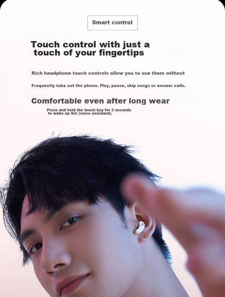 SONGX Bluetooth Headphones, Wireless Sports Running Business Gaming Music Long Battery Life Semi In-Ear Bluetooth 5.3 Compatible with Apple Android Universal Earphones, Almond Brow 6