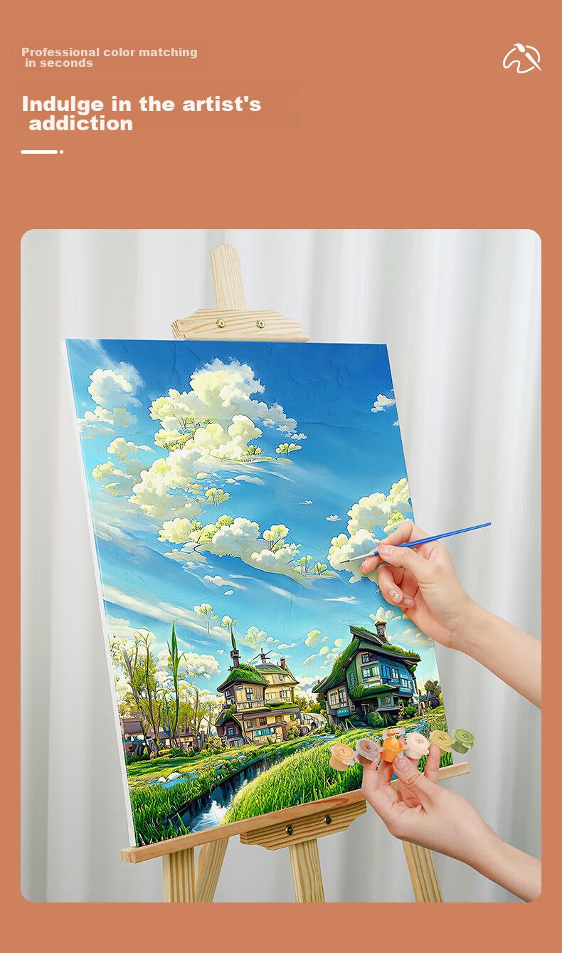Haojiubujian Digital Oil Painting DIY Hand-Painted Graffiti Acrylic Oil Painting Summer Green Landscape Painting Coloring Handmade Decorative Painting 3