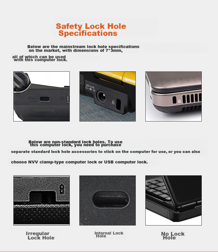 NVV Laptop Lock, Suitable for HP Nano And Lenovo Laptops with Small 6*2.5mm Holes, Anti-Theft Lock, Security Password Lock NL-13 4