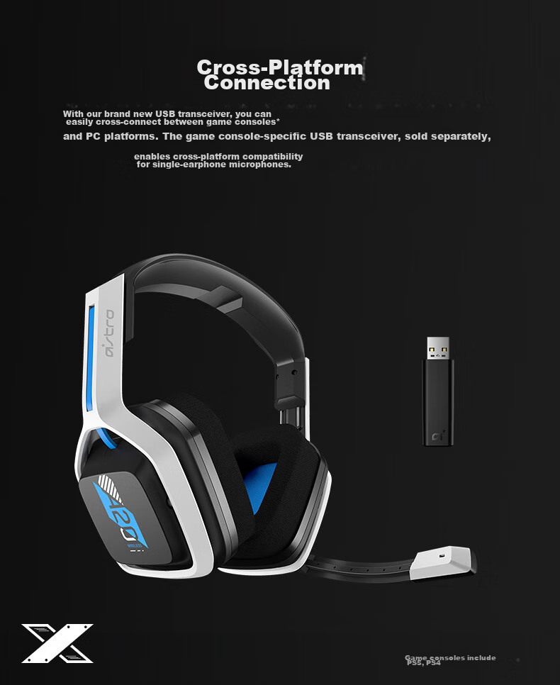 G Astro A20 Wireless Gaming Headset Microphone Dolby Atmos Sound Positioning PUBG Headphones PS5 Headset Over-Ear - Compatible with Delta Actio 3