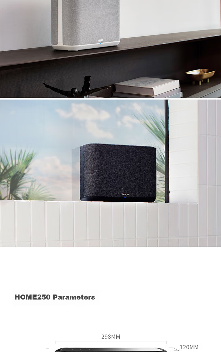 DENON HOME 250 Wireless Bluetooth Speaker, Hi-Fi Sound System, WiFi Bluetooth USB Stereo Pairing, Aux And Multi-Room Music, White Graduation Gift, Father's Day Present 18