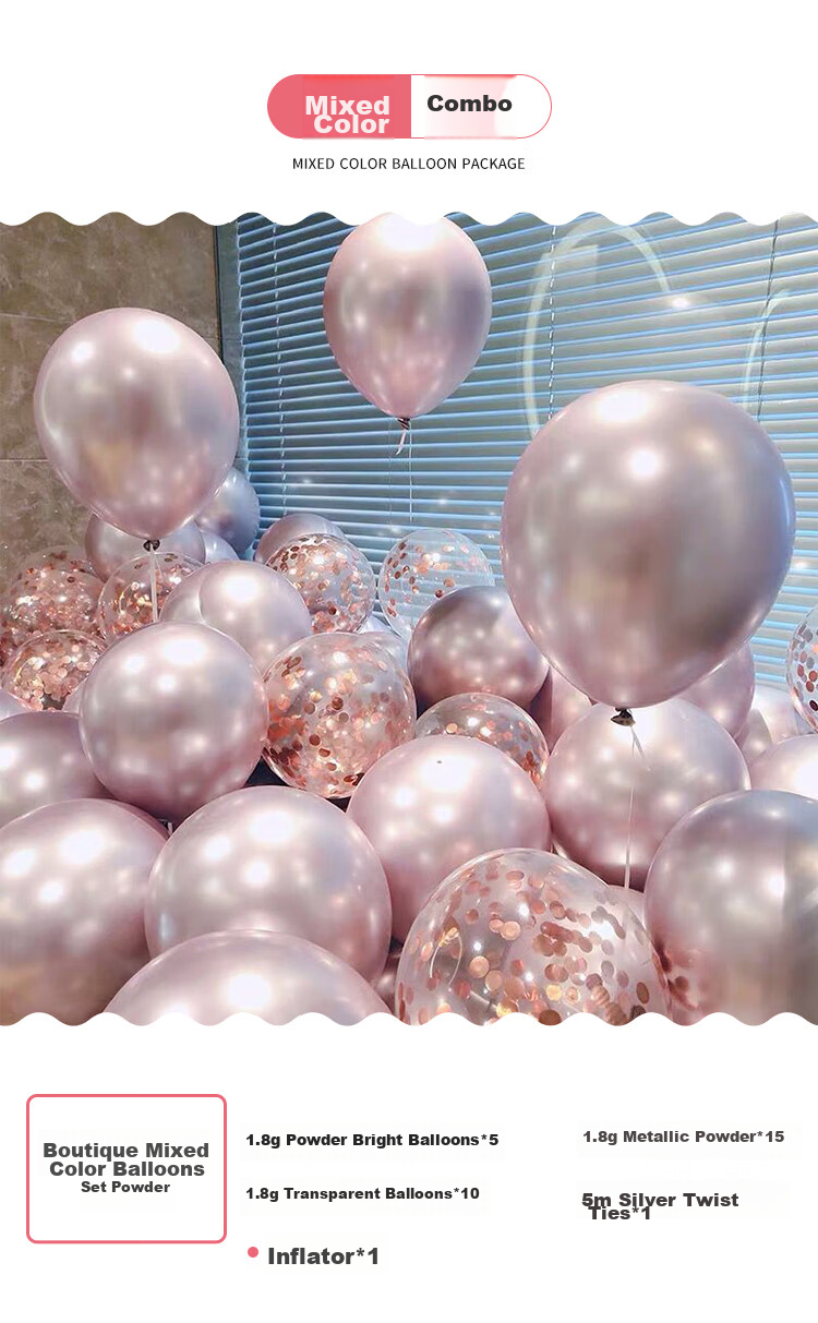 Duomeiyi Balloon Birthday Scene Decoration, Birthday Balloon Props, Party Decorations, Pink Mixed Colors, 30 Pieces 1