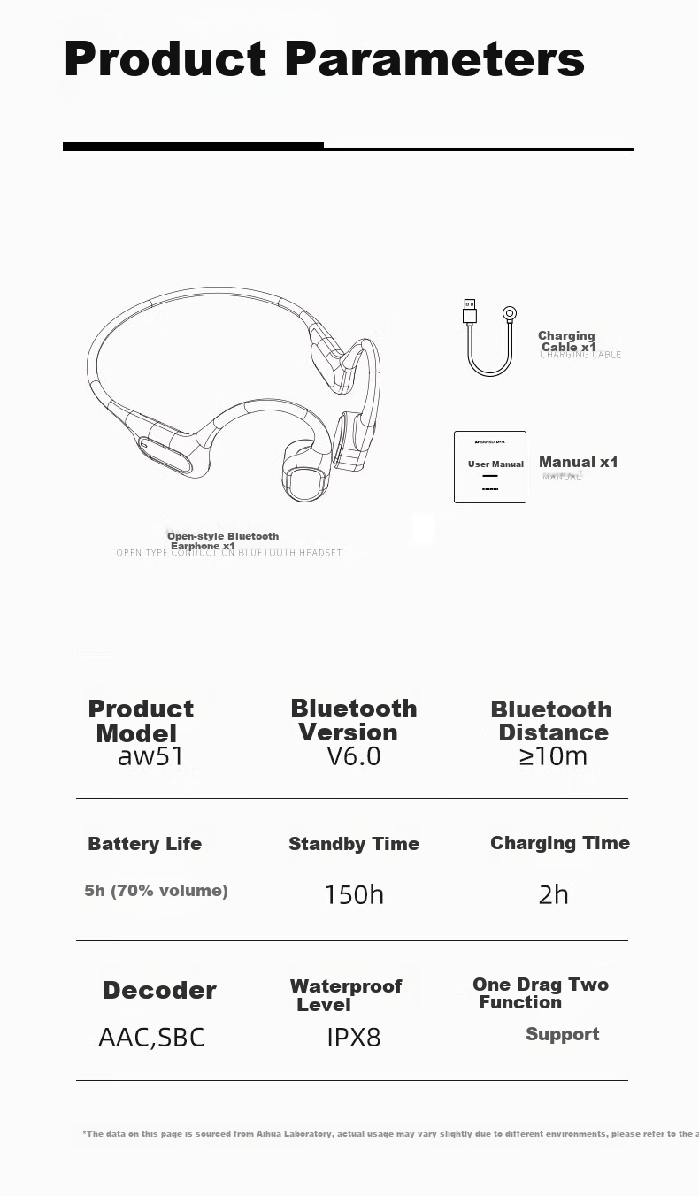 Aiwa AW51 [32GB Large Memory] IPX8 Professional Waterproof Swimming Bone Conduction Bluetooth Headphones, Underwater Sports Wireless Open-Ear Design, Sweat-Resistant 13