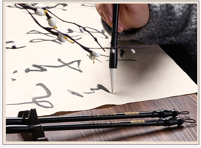 Liupintang Calligraphy Brush Set for Students, Beginners, And Adult Writers - Large, Medium, Small Regular Script Brush Kit with Wolf And Goat Hair [Medium-Sized Brown Bamboo Brush (1 Piece)] 14