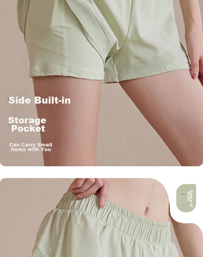 XUEXIMAN Yoga Shorts for Women, Faux Two-Piece Sports Shorts, High-Waisted Anti-Exposure Running Training Fitness Marathon Shorts Summer 7