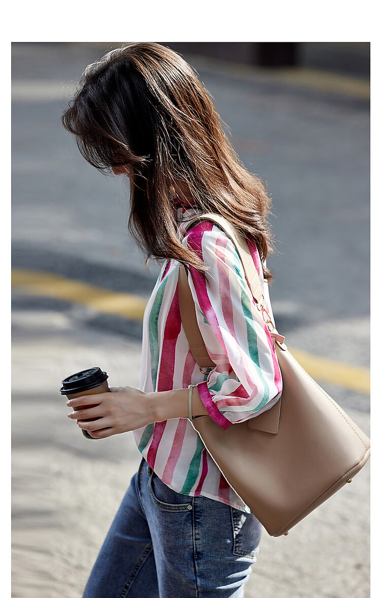 Dme Spring And Autumn Literary Style Smooth Holiday Shirt, Stand-Up Collar Lantern Sleeve Concealing Shirt, Women's Top 9