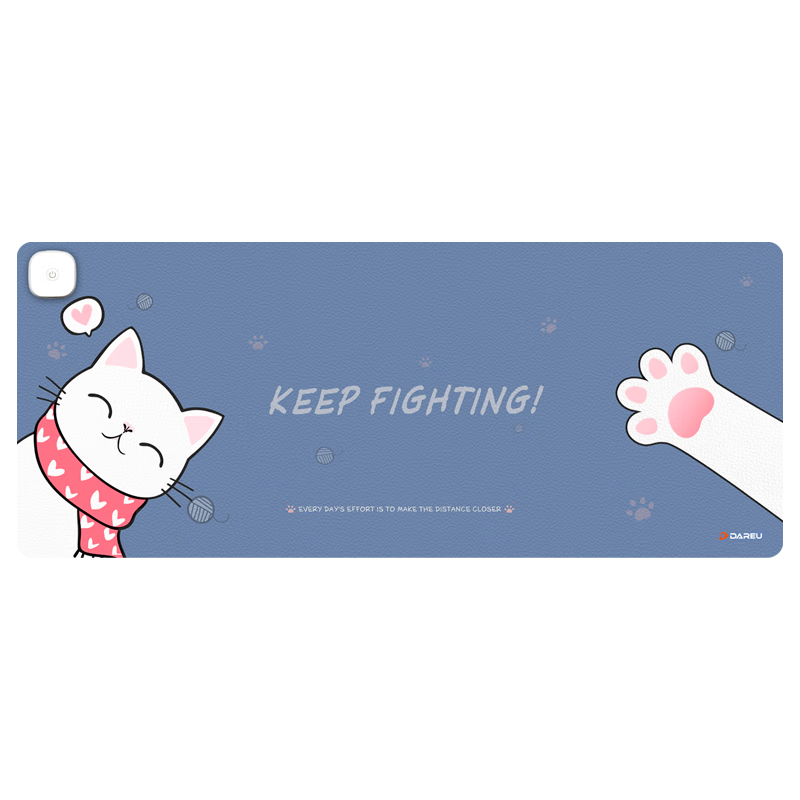 DAREU 800*330*1.8mm Cat-Themed Fast Heating Mouse Pad, Large Size, Smart Heating Computer Keyboard Warming Desk Mat, Blue, Without Fear of Contract