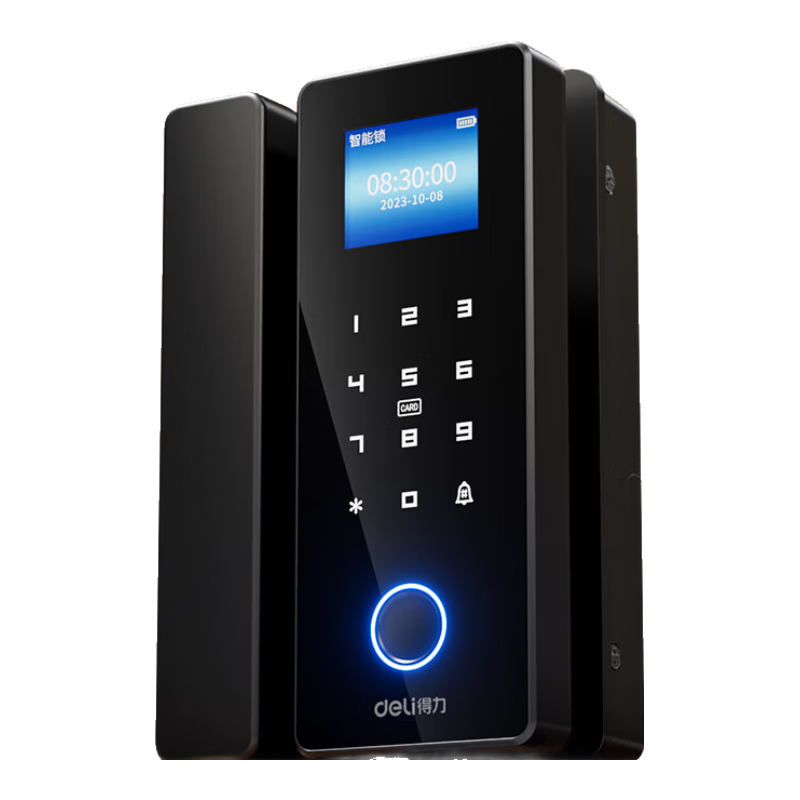 Deli Glass Door Lock Attendance Access Control Machine, Smart Glass Door Lock Fingerprint Lock Password Lock, Office IC Card Recognition Mini Program Management AL108 (Suitable for Single Door)