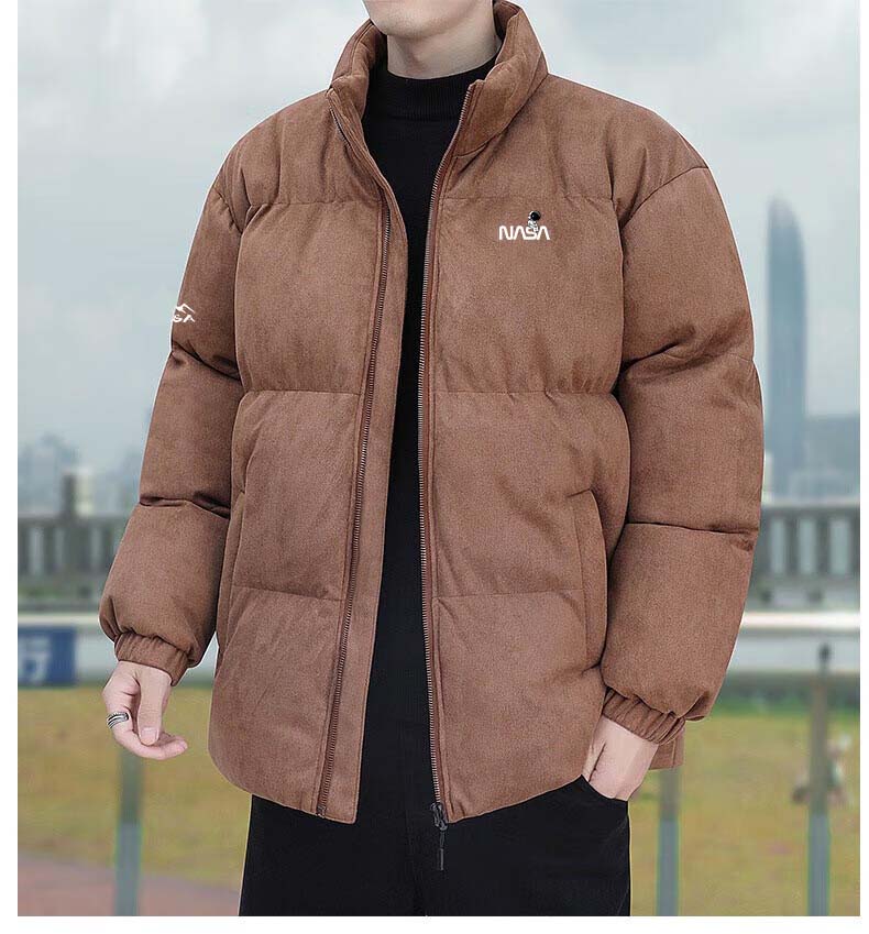 NASA MARVEL Cotton Jacket for Men, Winter Coat, Thick Padded Stand Collar, Suede Trendy Loose-Fit Versatile Couple's Outfit for Me 18