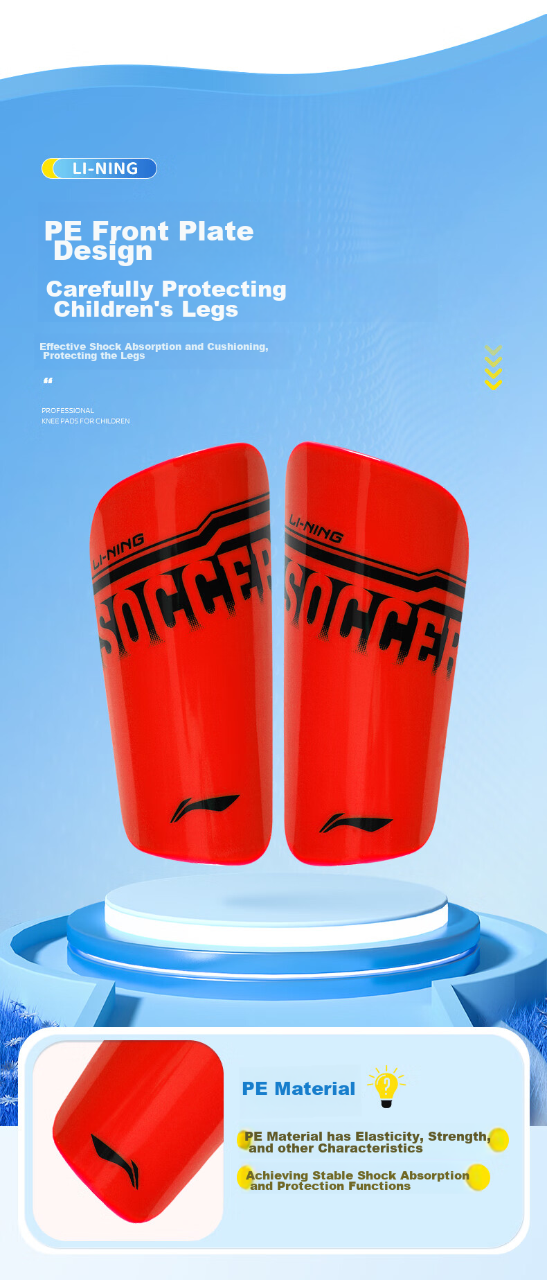 Li-Ning Soccer Shin Guards for Children And Adults, Protective Leg Guards for Competition And Training, Professional Protective Equipment for Men, Red Size L 4