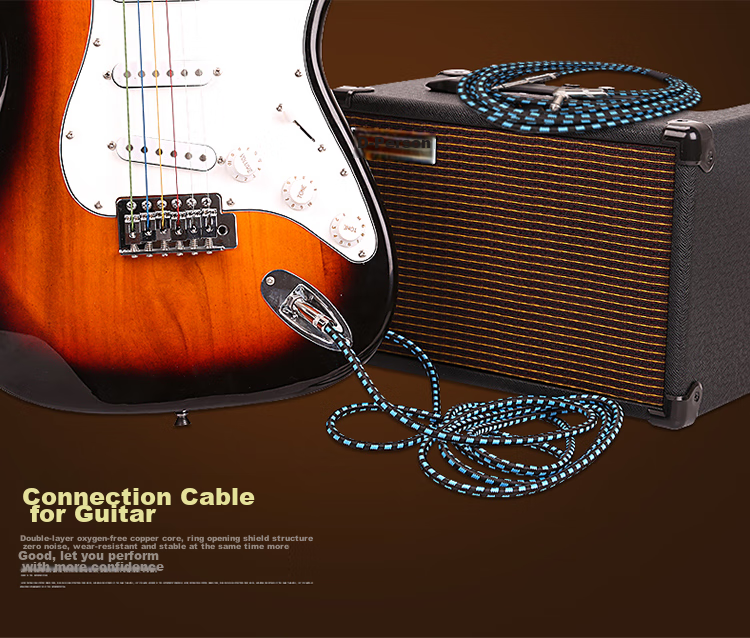 MOSEN MS-65P Guitar Audio 6.5mm Cable, Electric Guitar Bass Amplifier Cable, Noise Reduction Audio Cable, 3 Meters 10