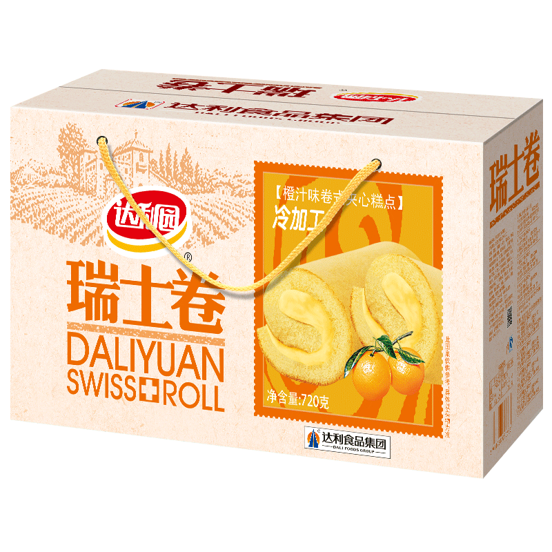 达利园瑞士卷橙汁味720g礼盒休闲零食早餐面包下午茶(新老包装随机发货)
