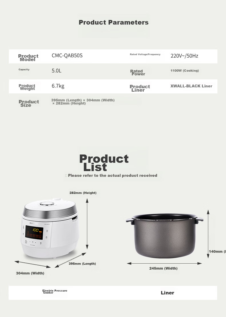 CUCKOO Korean Imported Electric Pressure Cooker, 1.8x High Pressure, Smart Reservation, Multifunctional, Automatic Pressure Release, Home Use Electric Pressure Cooker, 5 Liters, CMC-QAB50S 15