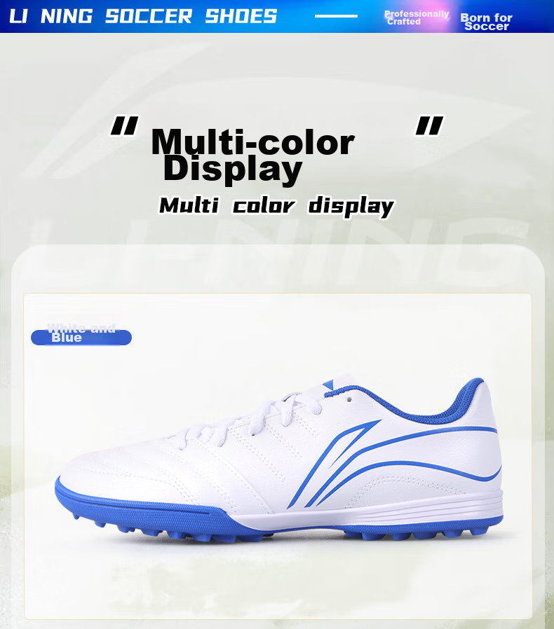 Li-Ning Soccer Shoes for Adults, Men And Women, TF Turf Cleats, Youth And Children's Professional Competition Training Summer Shoes, Non-Slip Cleated Shoes Size 42 15