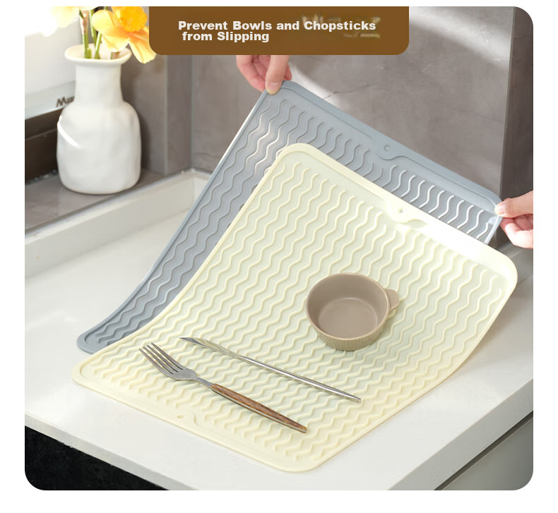 Qiqijia Silicone Draining Mat, Heat Insulation Pad, Kitchen Countertop Protector, Non-Slip Mat, Cutting Board Holder, Anti-Scalding Table Mat, Pot Holder 10