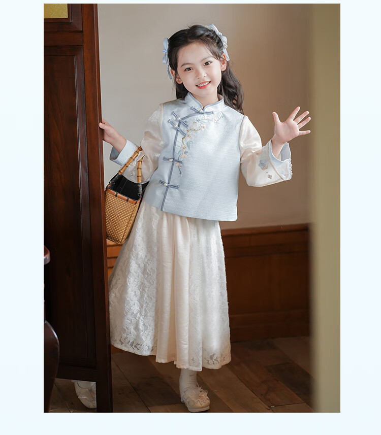 Qibao Hanfu Girls Spring Autumn 2025 New Children's National Style Baby New Chinese Children's Clothing Frost 130 16