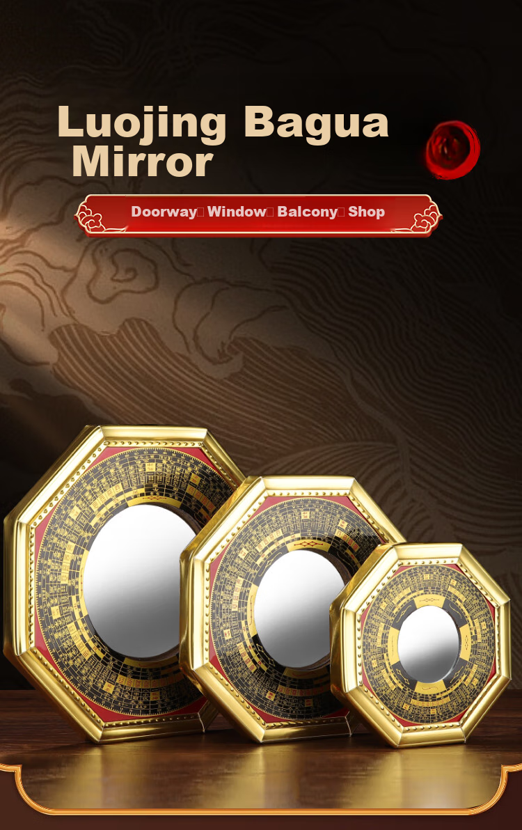 Binyue Mirror, Convex Mirror, Chinese Knot Pendant, Outdoor Entrance Balcony Door-To Hanging Ornament, Home Decoration, Large Size 19cm 1