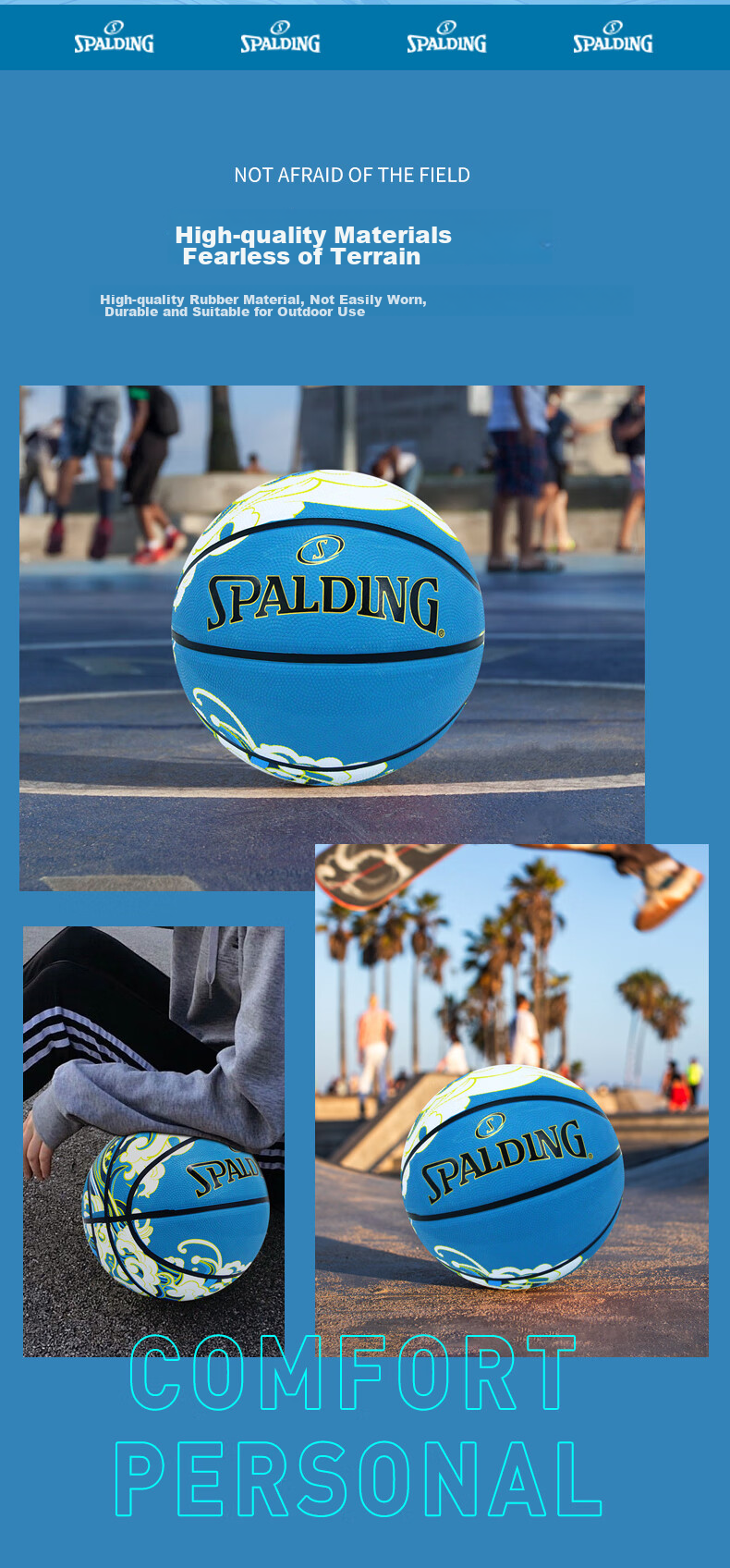 SPALDING Flame Outdoor Rubber Size 7 Basketball, 84-758Y 5