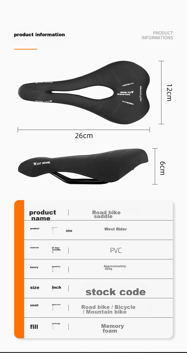 WestBiking Bicycle Seat, Road Bike Soft Seat, Thickened Shock-Absorbing, Hollow Breathable, Cycling Accessory 3