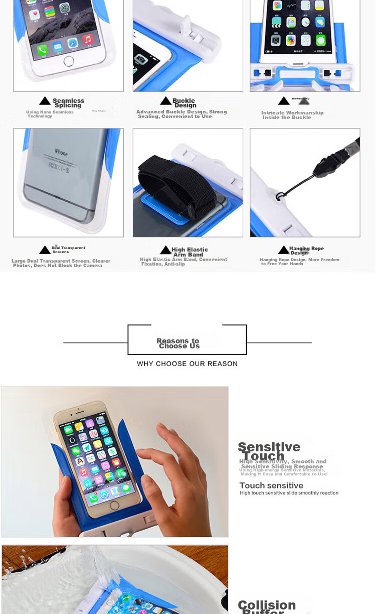 JAJALIN Waterproof Phone Pouch Touchscreen Case Extra Large with Lanyard Waterproof Cover for Delivery Diving Swimming Cycling Waterproof Bag 4