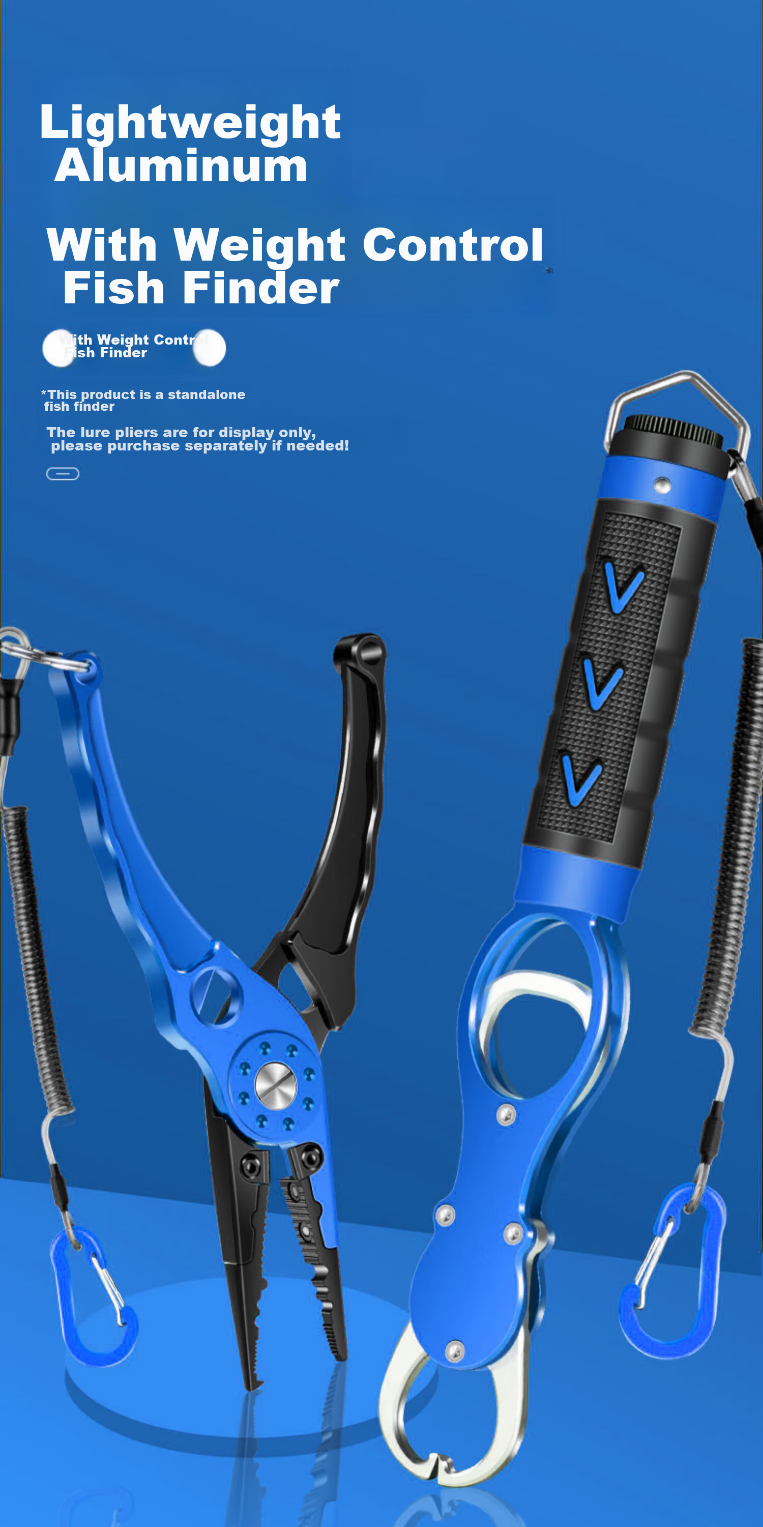 Grsaed Fish Controller with Scale, Multi-Functional Aluminum Alloy Fish Catcher, Fish Clamp, Fish Grabber, Fish Control Pliers with Lanyard, Blue 1