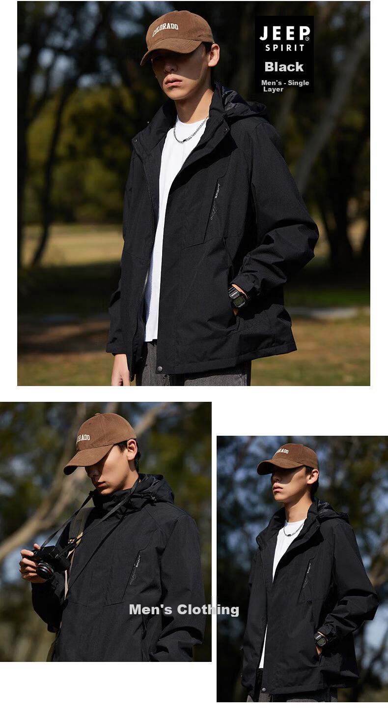 JEEP SPIRIT Windbreaker Jacket for Men And Women, Spring And Autumn Outerwear, Outdoor Windproof Coat, Warm Windbreaker 25