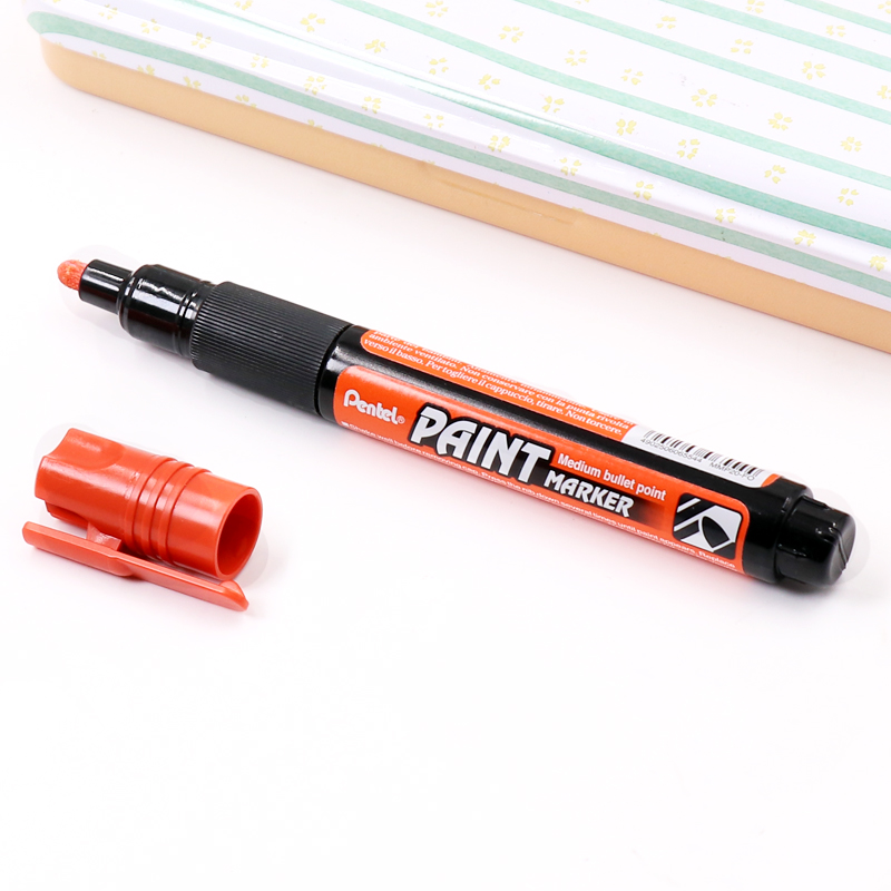 Pentel Colorful Round-Tip Paint Marker, Waterproof Quick-Drying Chalky Tip Large Letter Advertising Pen MMP20, Orange Single Pack