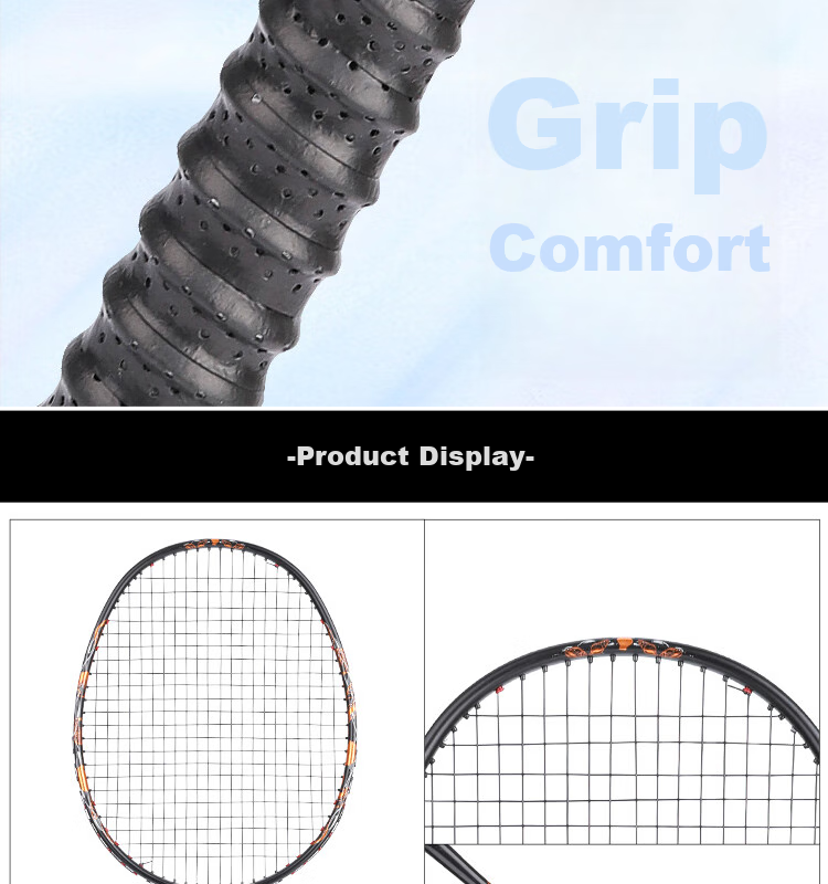 Yodiman Secondary-Shaped Black Gold Badminton Racket, 4U Full Carbon V8 Single Racket (Pre-Strung) 18