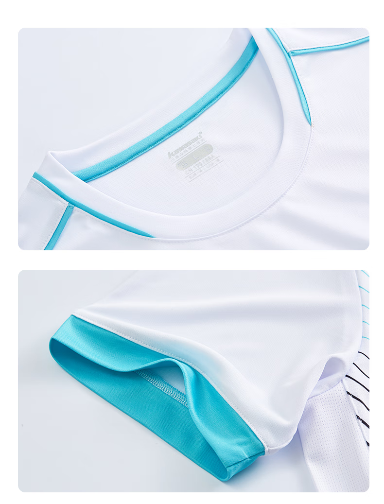 KAWASAKI Badminton Outfit Set for Children And Teenagers, Sports Quick-Dry Short-Sleeve T-Shirt Training Wear A4806 White And Black 160 14