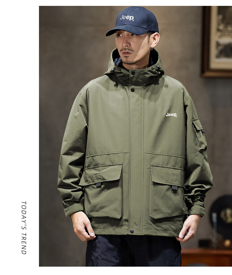 JEEP 2026 Outdoor Mountain-Style Spring And Autumn Men's Sports Jacket, Loose-Fitting Hooded Cardigan Coat for Me 15
